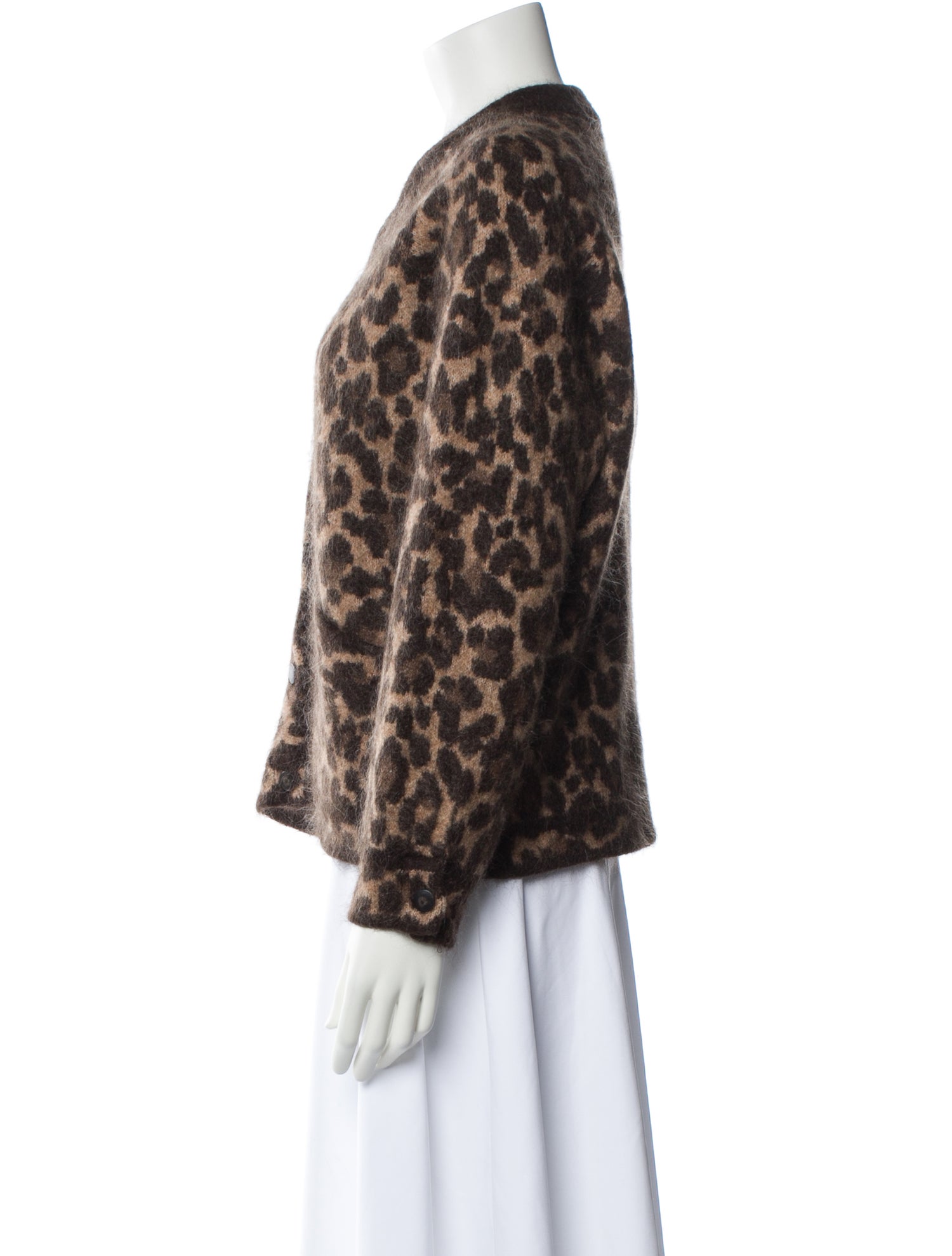 La Maille Sezane Animal Print V-Neck Sweater