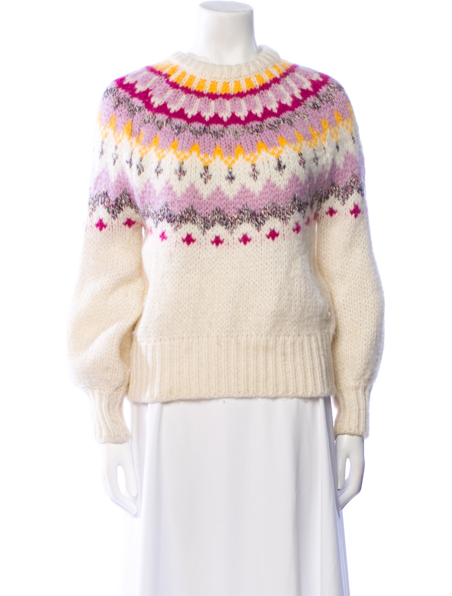 La Maille Sezane Printed Crew Neck Sweater