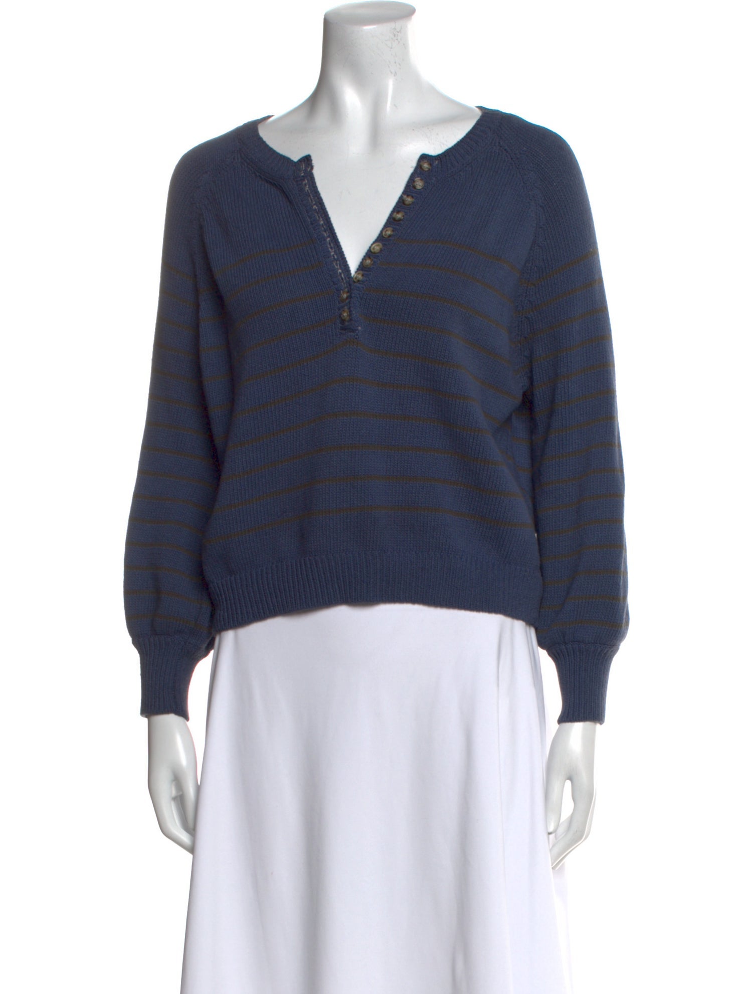 La Maille Sezane Striped V-Neck Crop Top