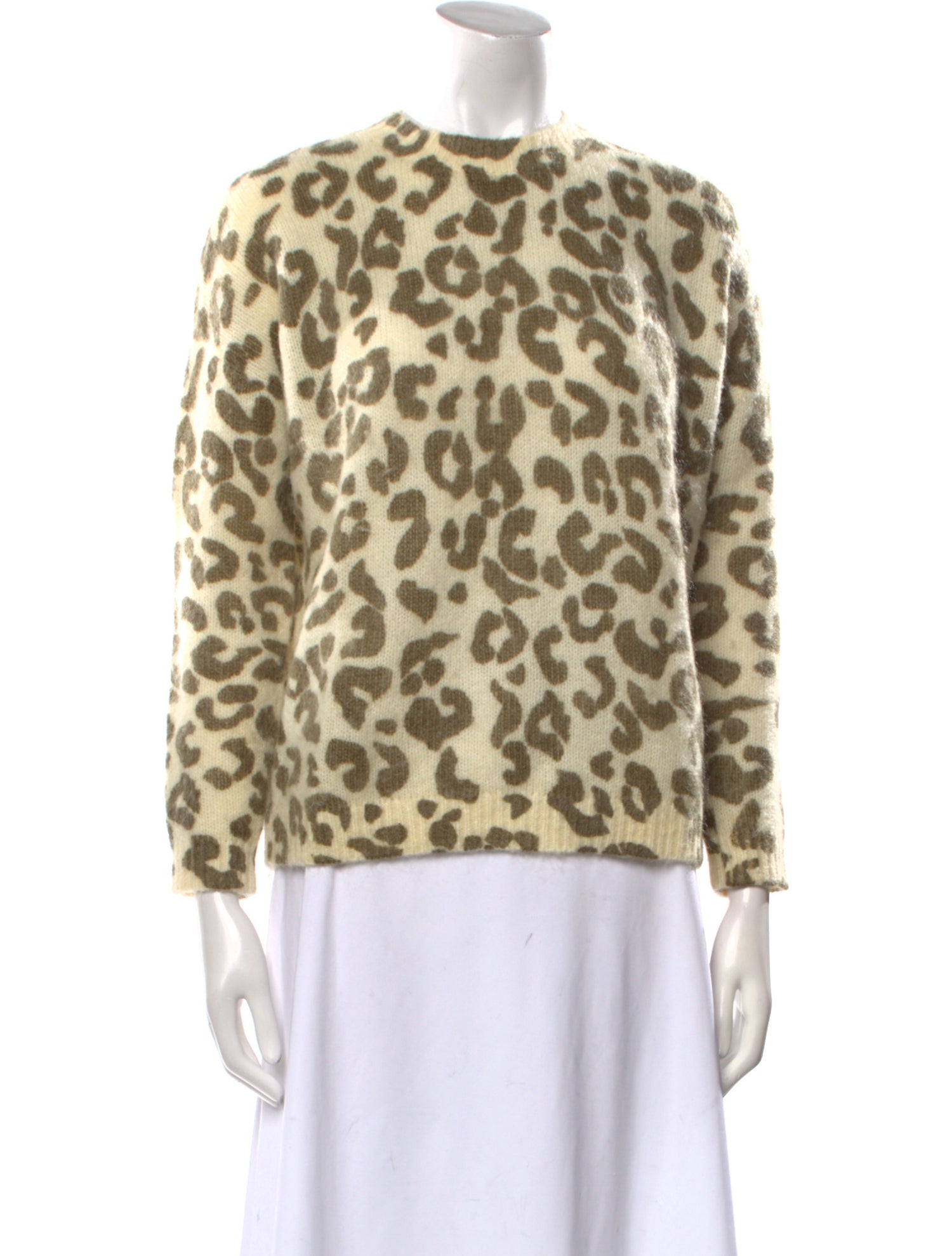 La Maille Sezane Animal Print Crew Neck Sweater