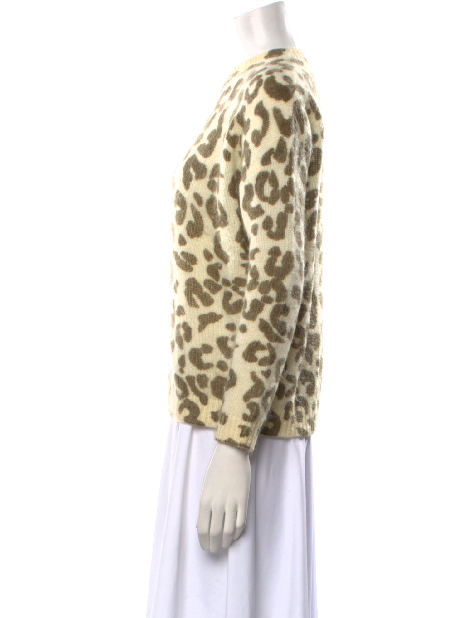 La Maille Sezane Animal Print Crew Neck Sweater