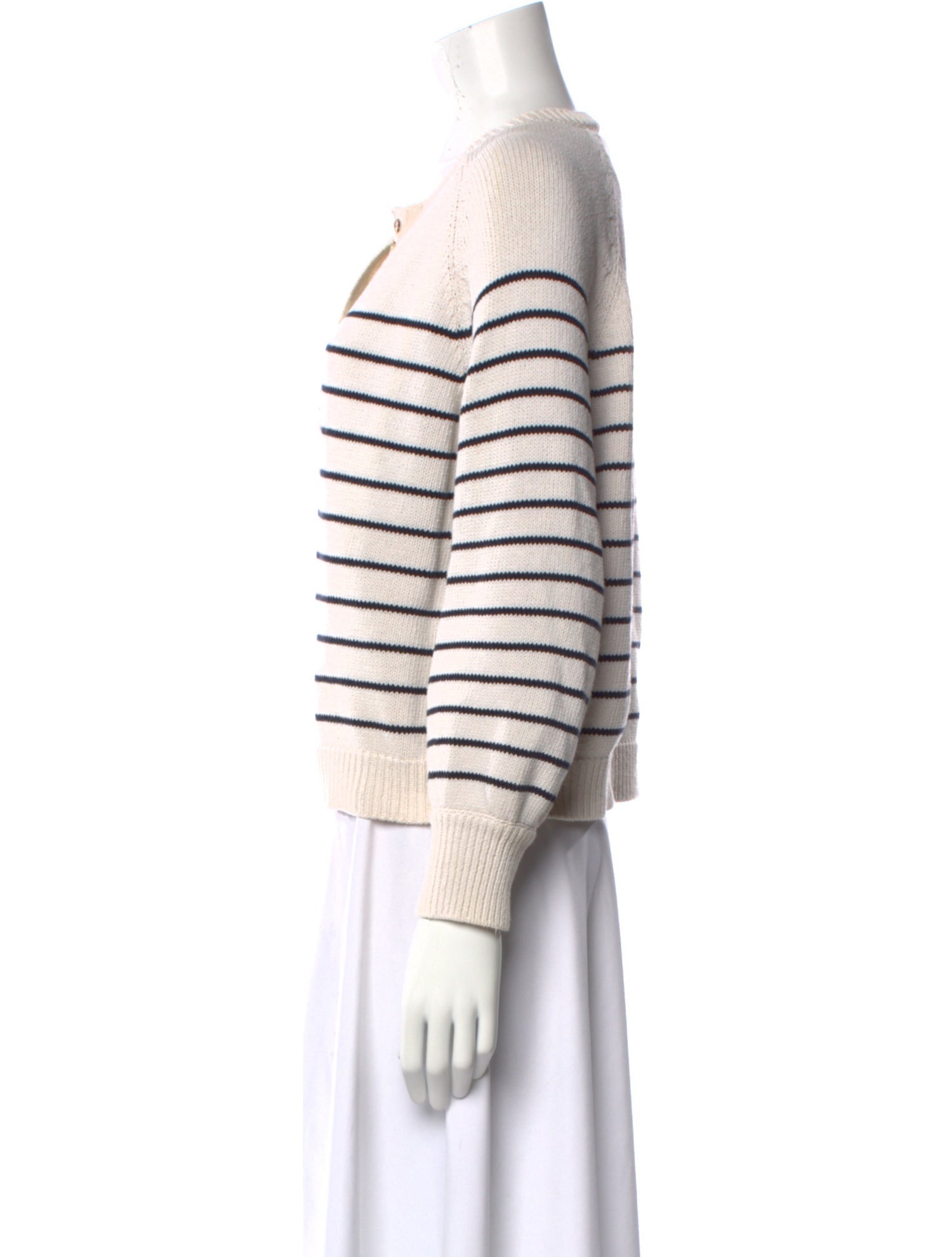 La Maille Sezane Striped V-Neck Sweater