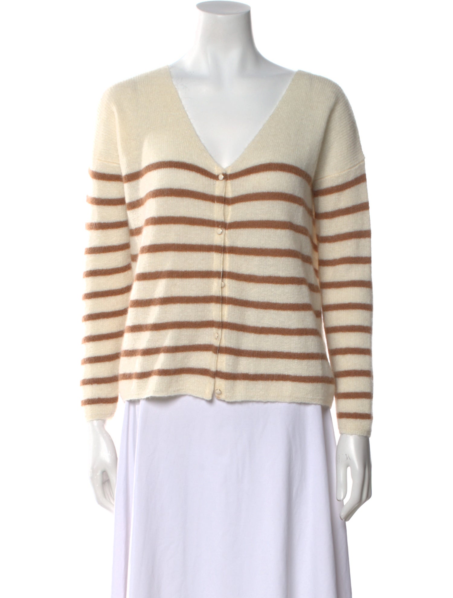 La Maille Sezane Striped V-Neck Sweater