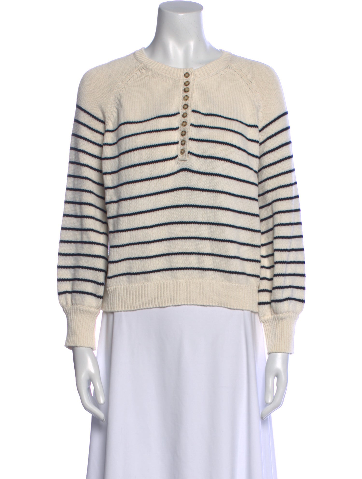 La Maille Sezane Striped Crew Neck Sweatshirt
