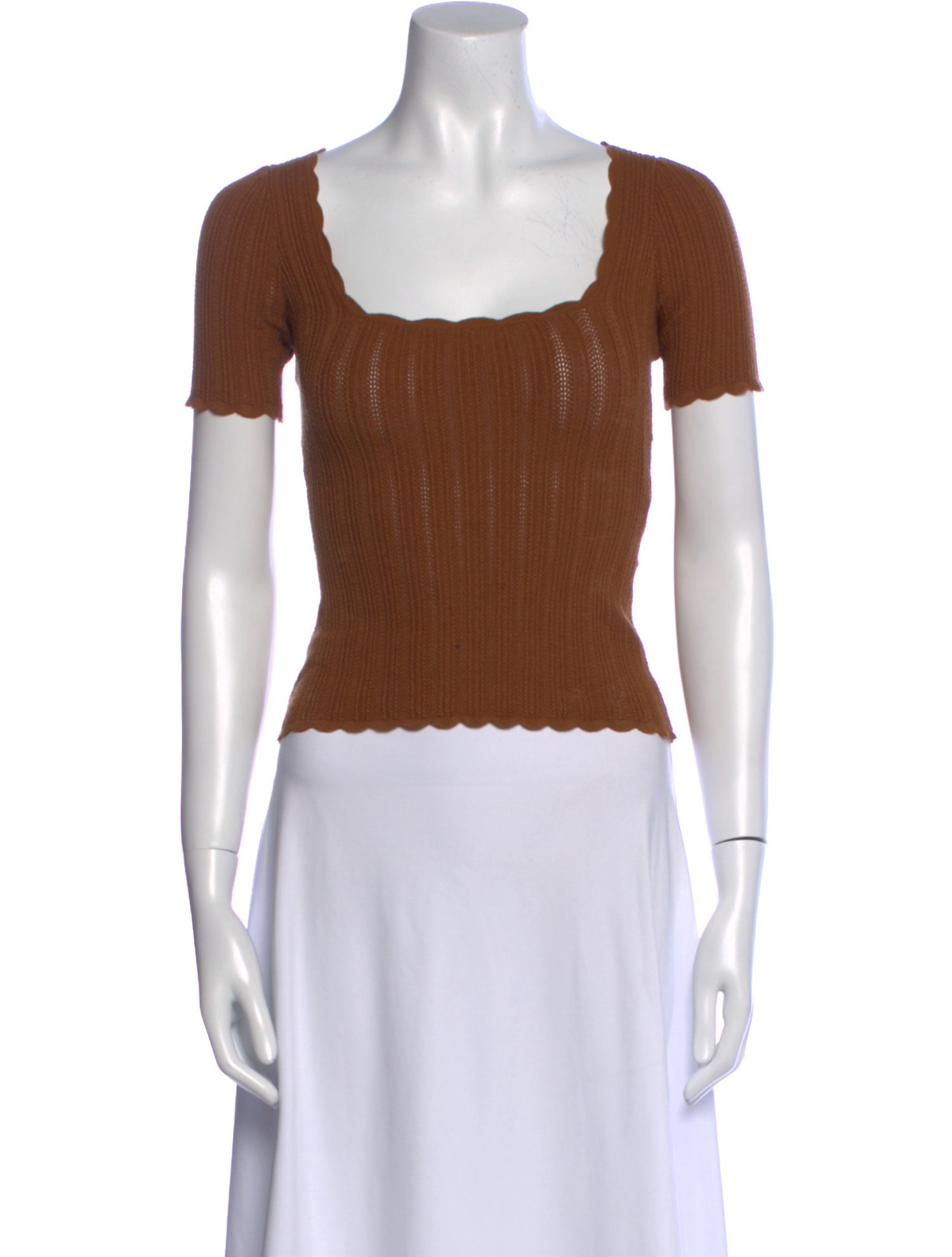 La Maille Sezane Square Neckline Short Sleeve Crop Top