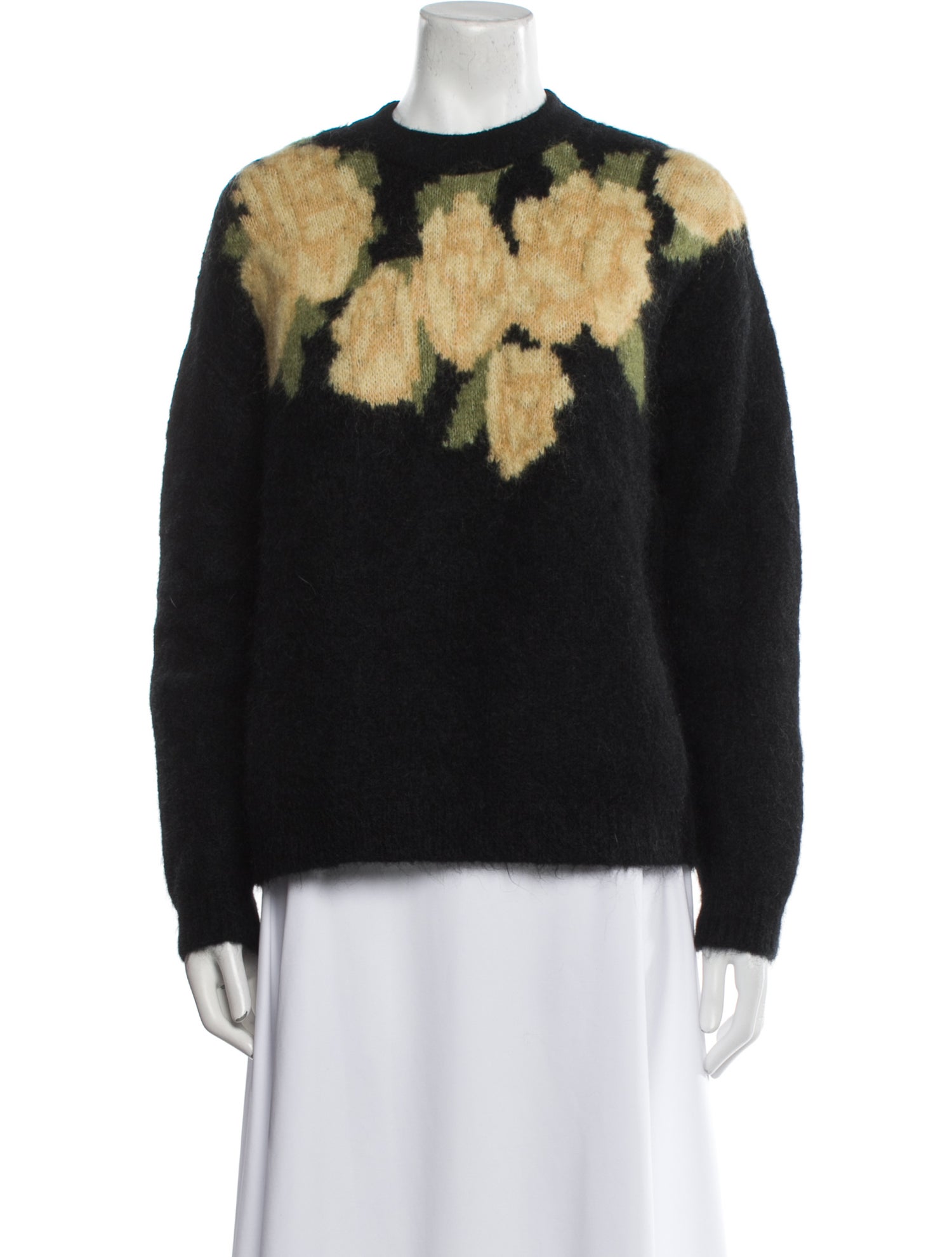 La Maille Sezane Floral Print Crew Neck Sweater