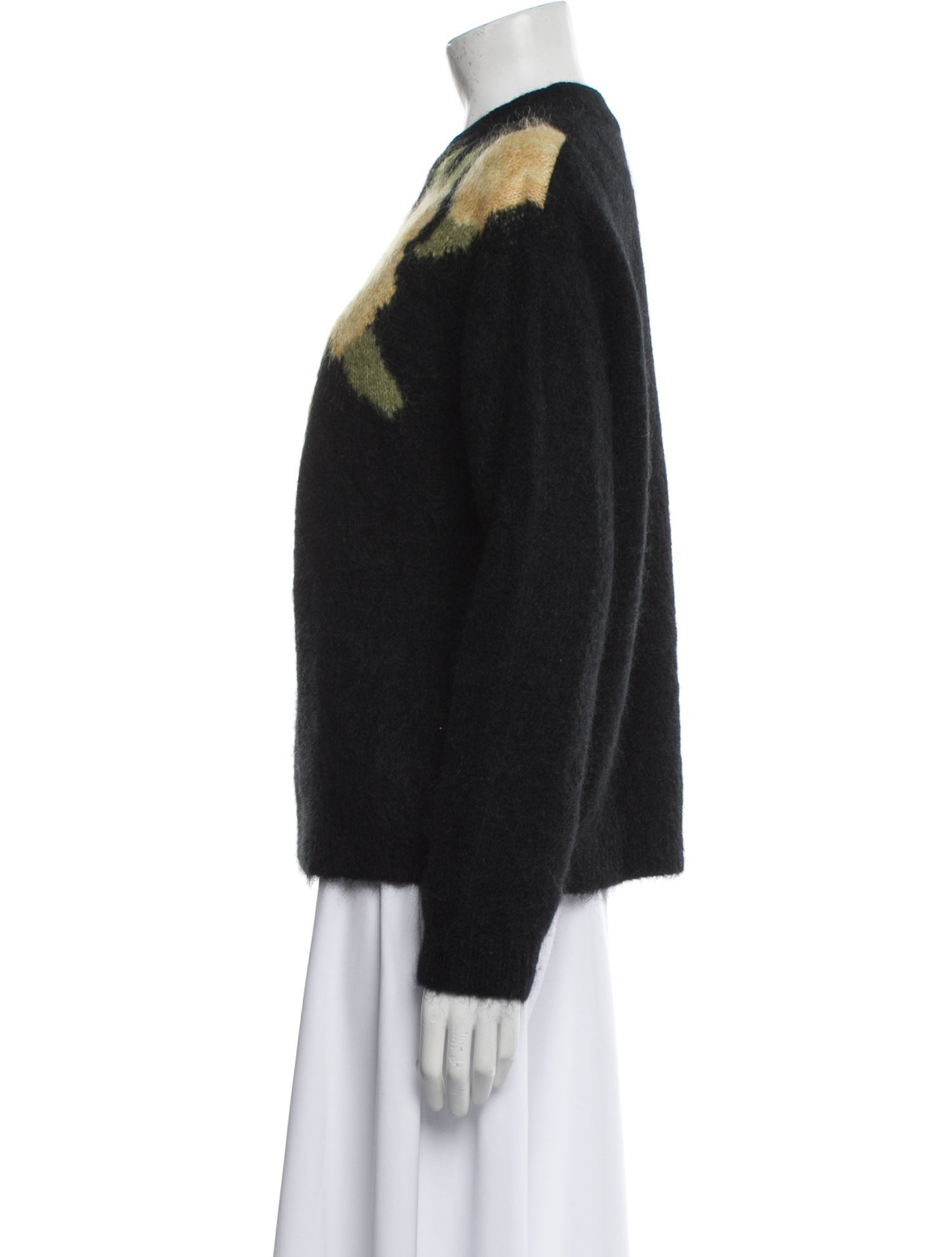 La Maille Sezane Floral Print Crew Neck Sweater