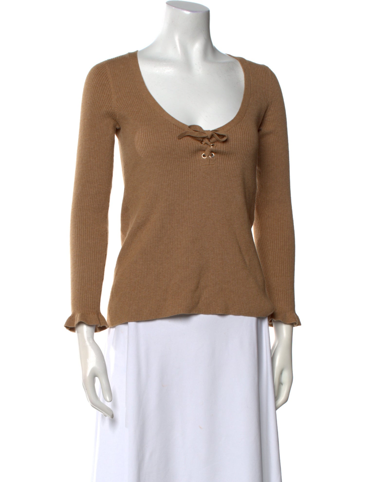 La Maille Sezane Scoop Neck Three-Quarter Sleeve Top