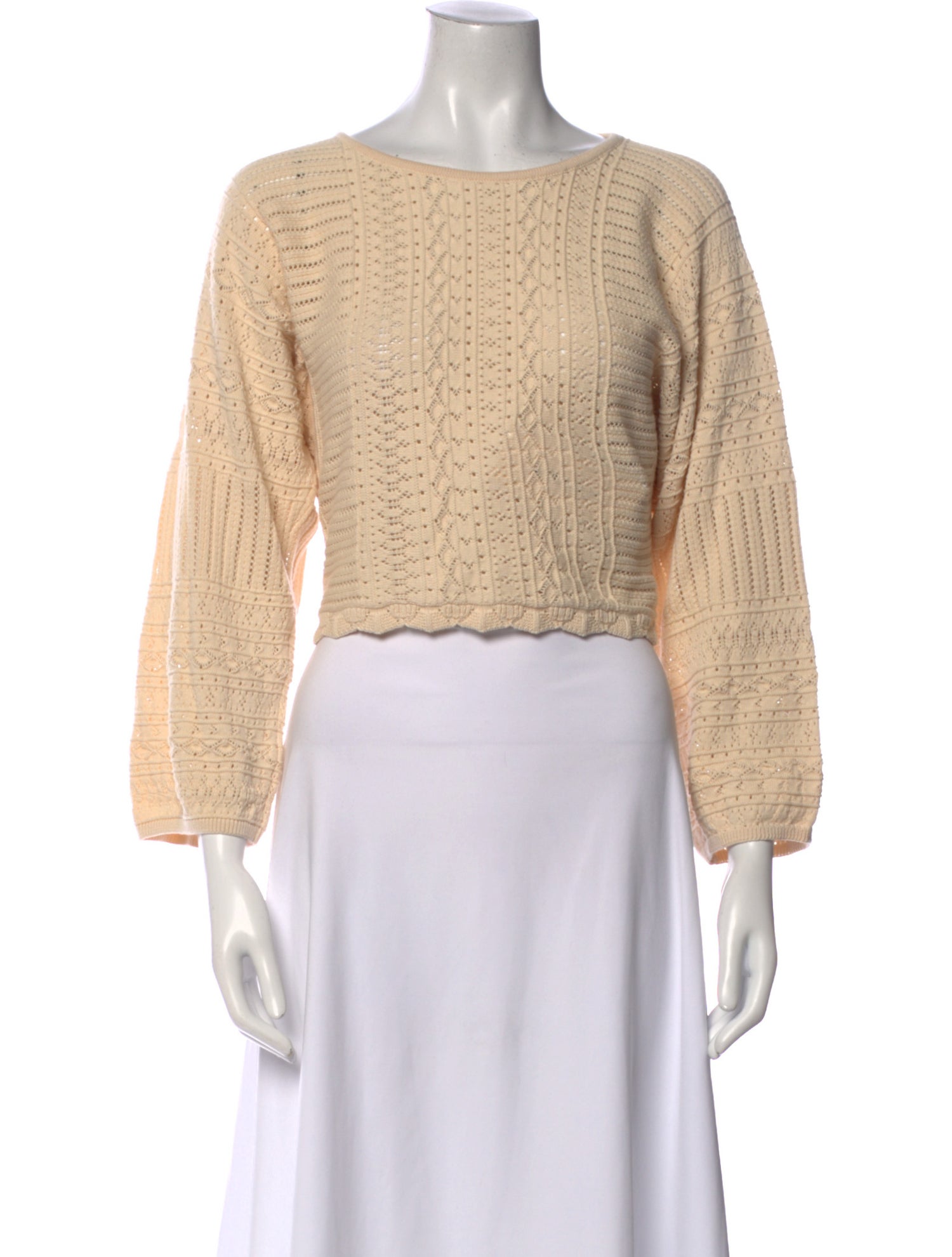 La Maille Sezane Bateau Neckline Long Sleeve Crop Top