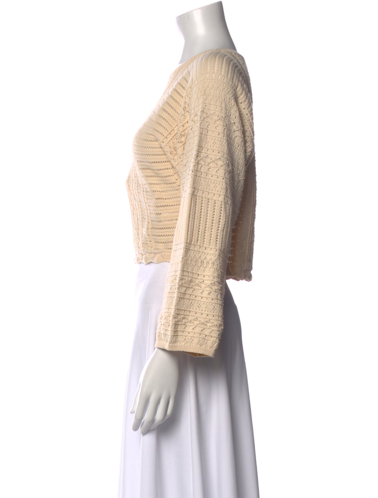 La Maille Sezane Bateau Neckline Long Sleeve Crop Top