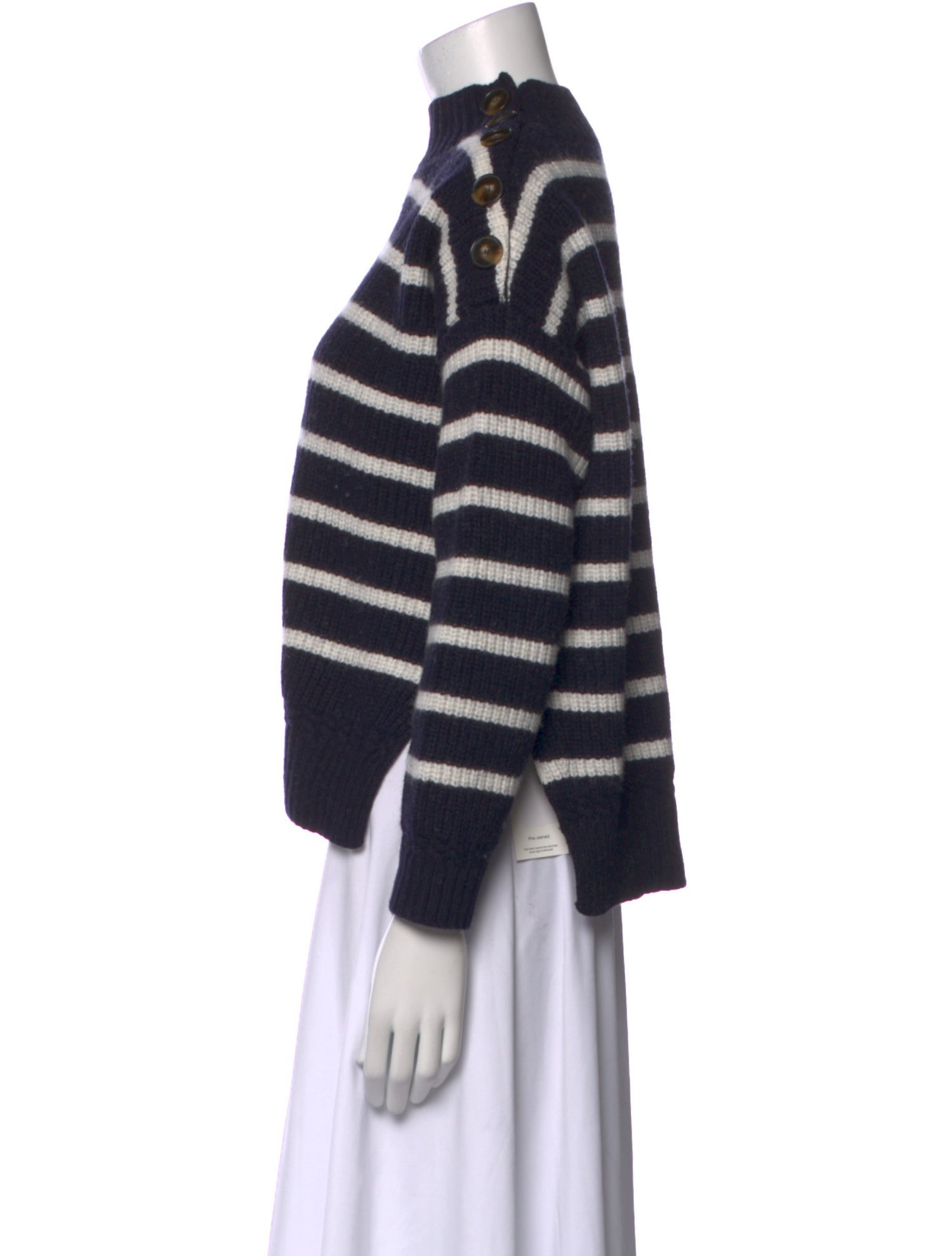 La Maille Sezane Striped Mock Neck Sweater