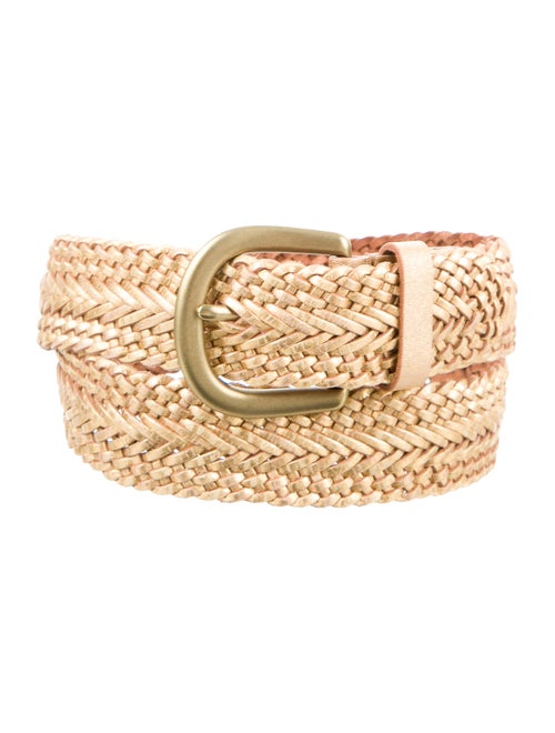 Linea Pelle Woven Leather Hip Belt Gold