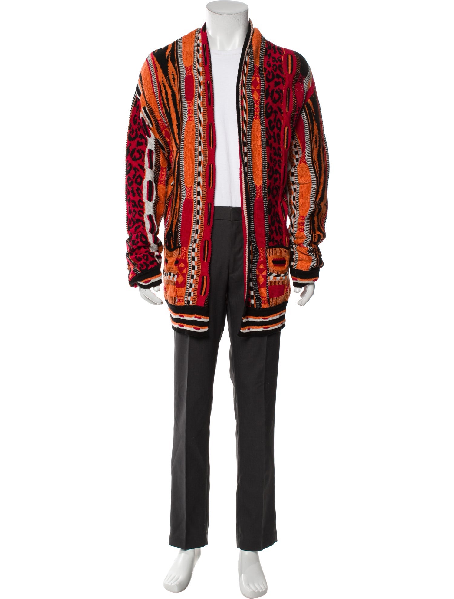 Laneus Animal Print Open Front Cardigan