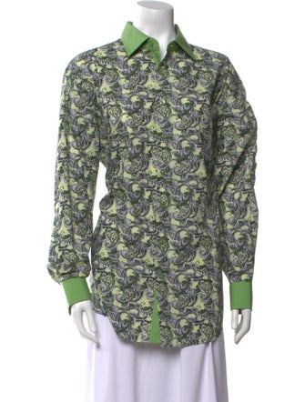 LUXTON Paisley Print Long Sleeve Button-Up Top