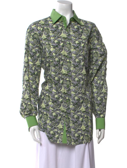 LUXTON Paisley Print Long Sleeve Button-Up Top