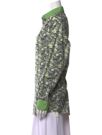 LUXTON Paisley Print Long Sleeve Button-Up Top