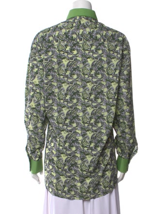 LUXTON Paisley Print Long Sleeve Button-Up Top