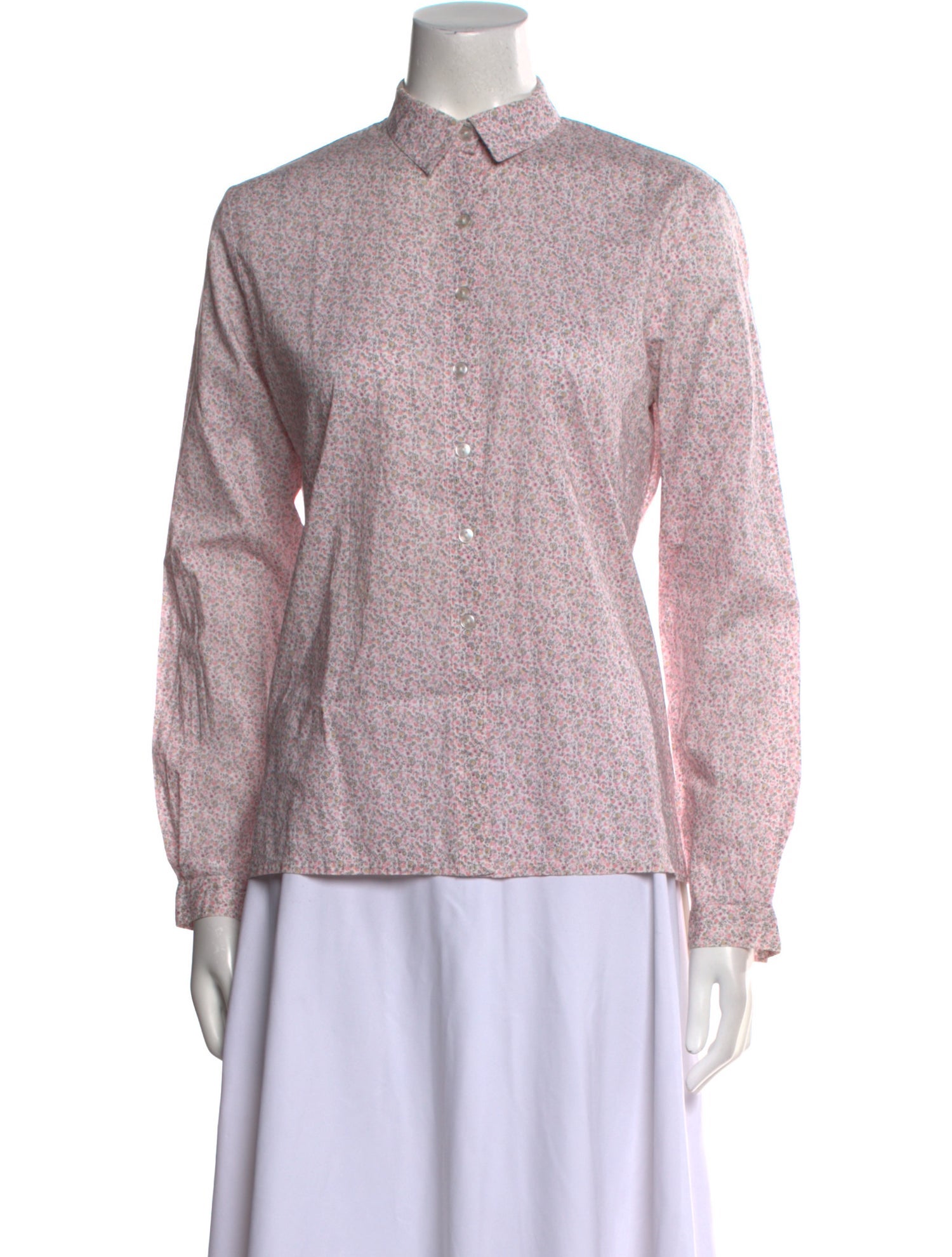 Liberty of London Printed Mock Neck Button-Up Top