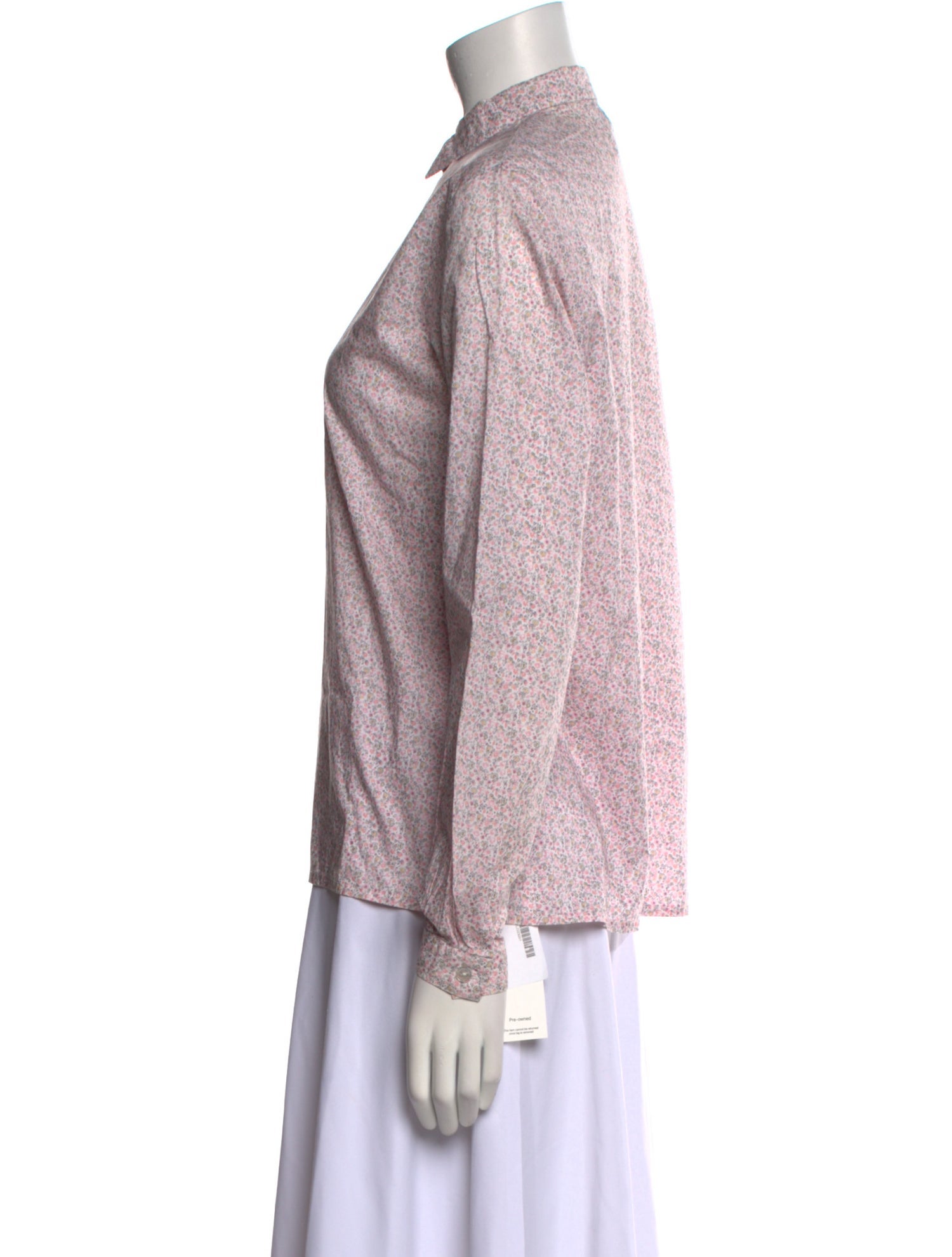 Liberty of London Printed Mock Neck Button-Up Top