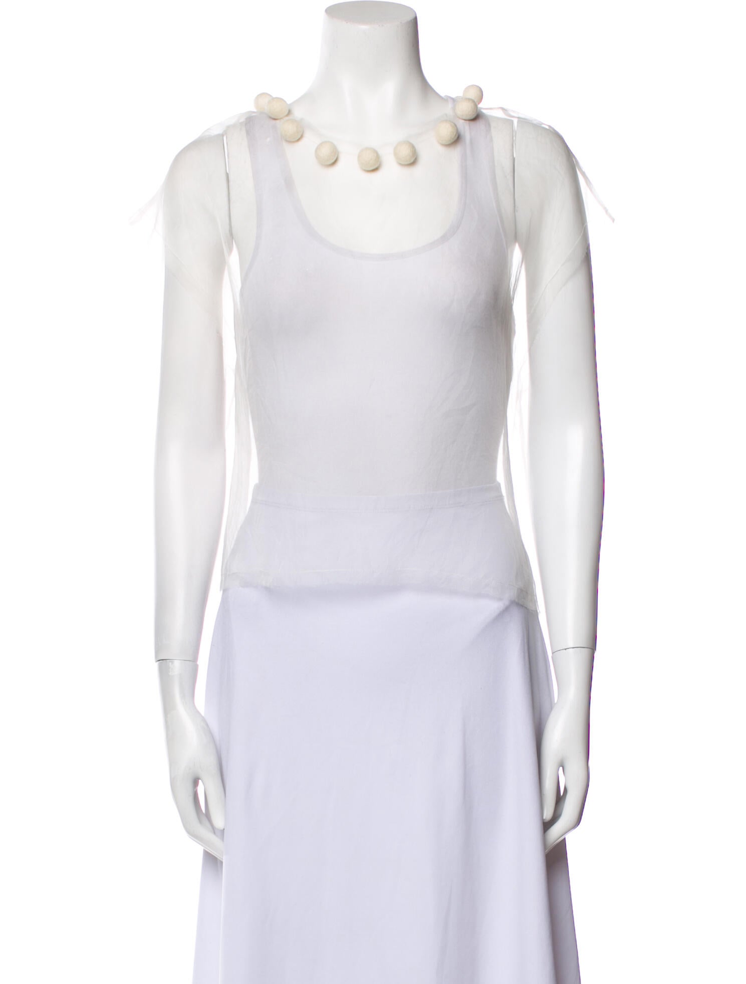 Louiza Babouryan Silk Scoop Neck Crop Top