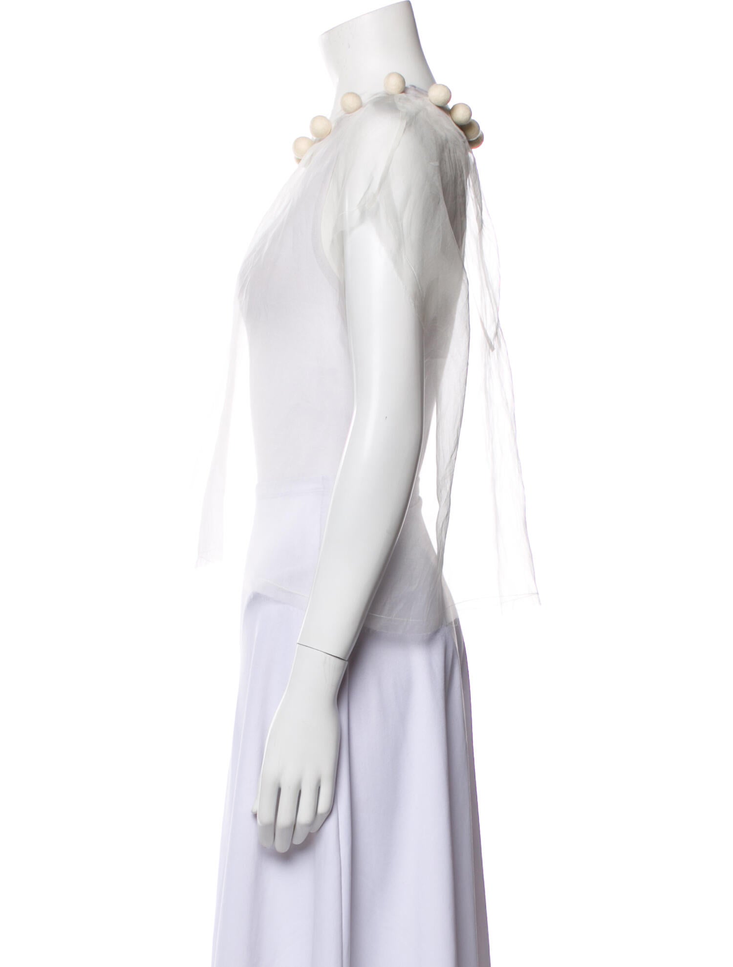 Louiza Babouryan Silk Scoop Neck Crop Top