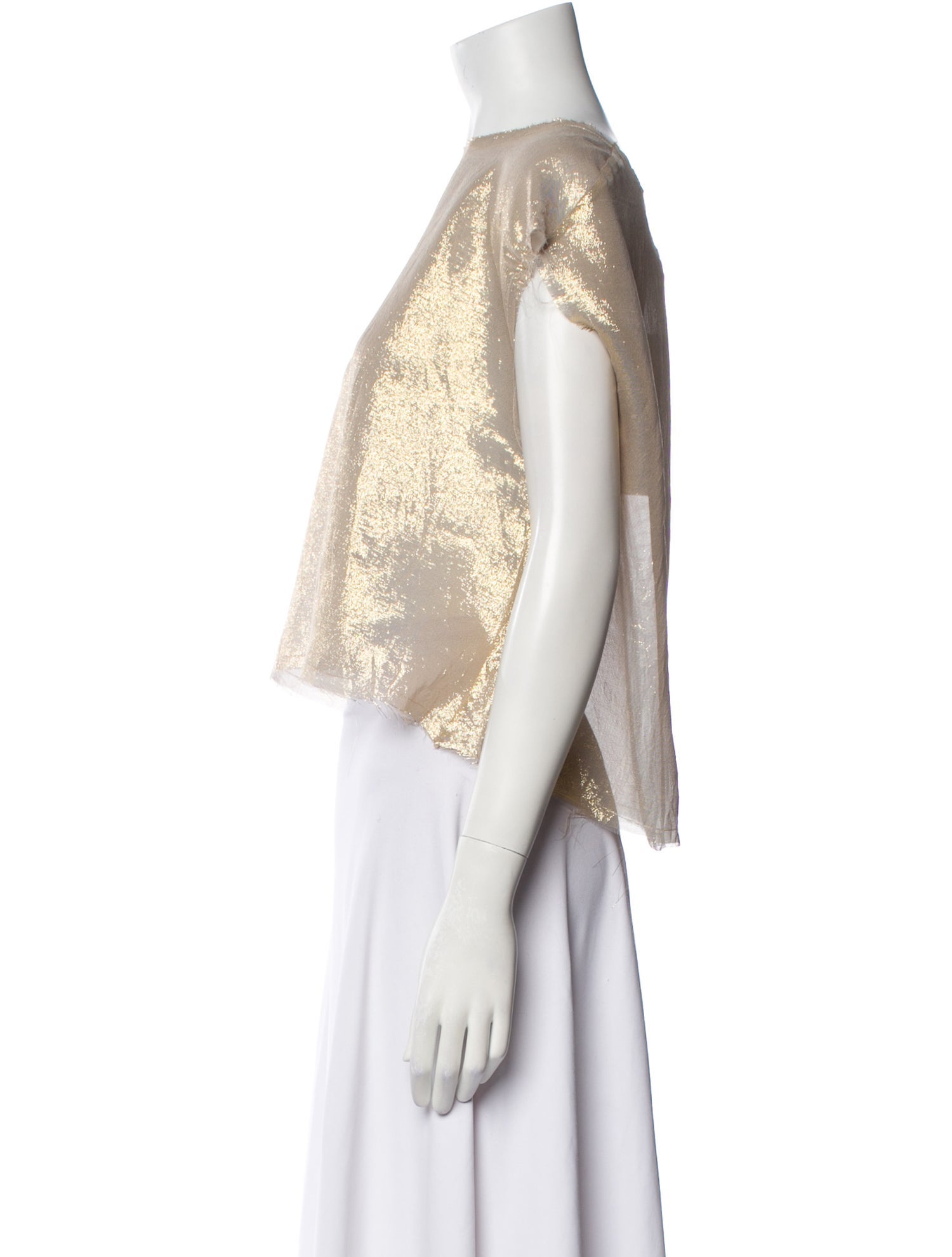 Louiza Babouryan Crew Neck Short Sleeve Crop Top