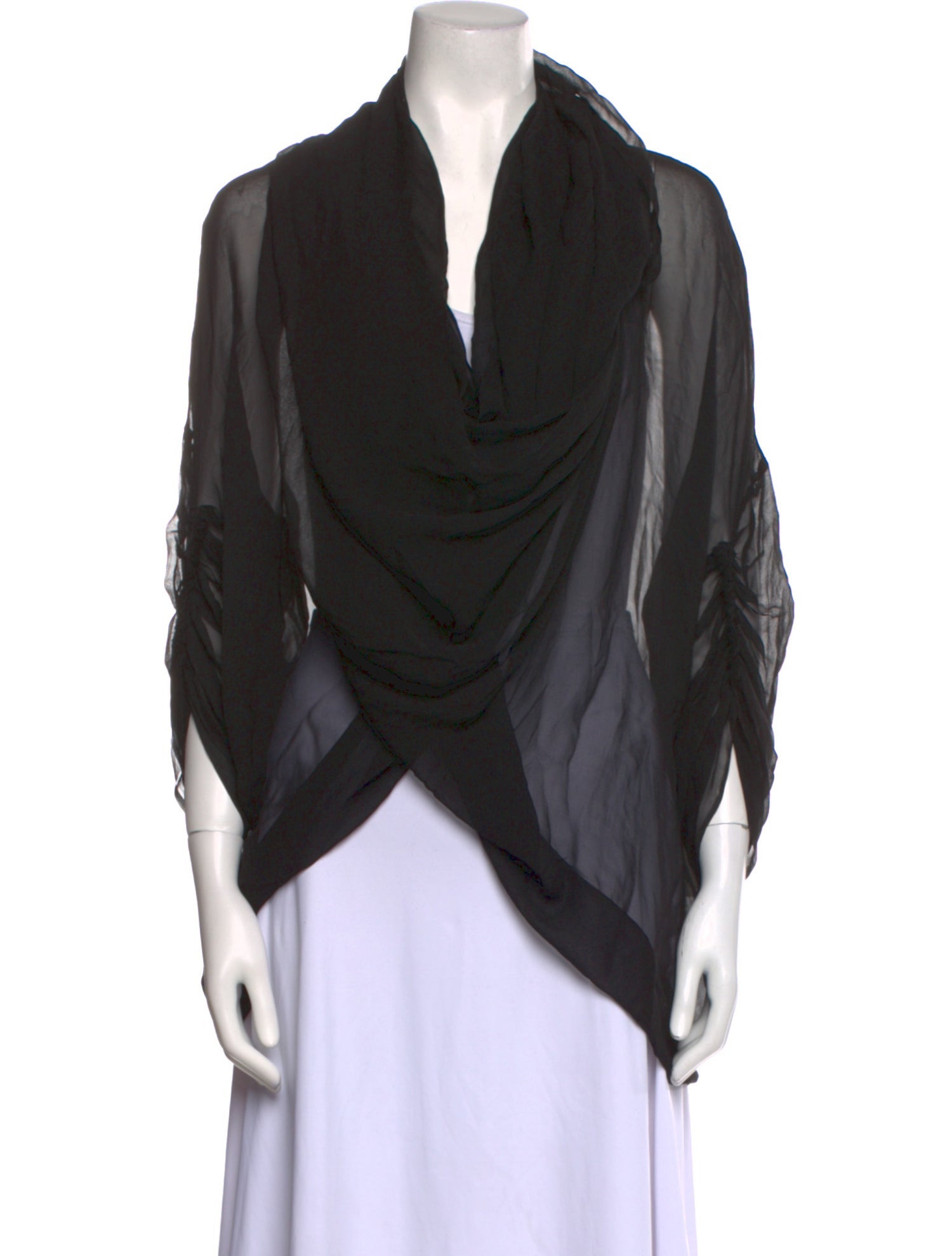 Louiza Babouryan Cowl Neck Three-Quarter Sleeve Top