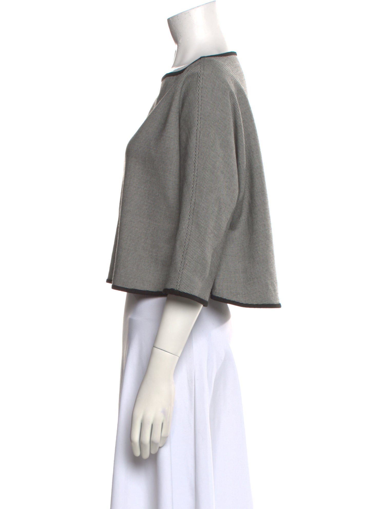 Louiza Babouryan Plaid Print Bateau Neckline Crop Top