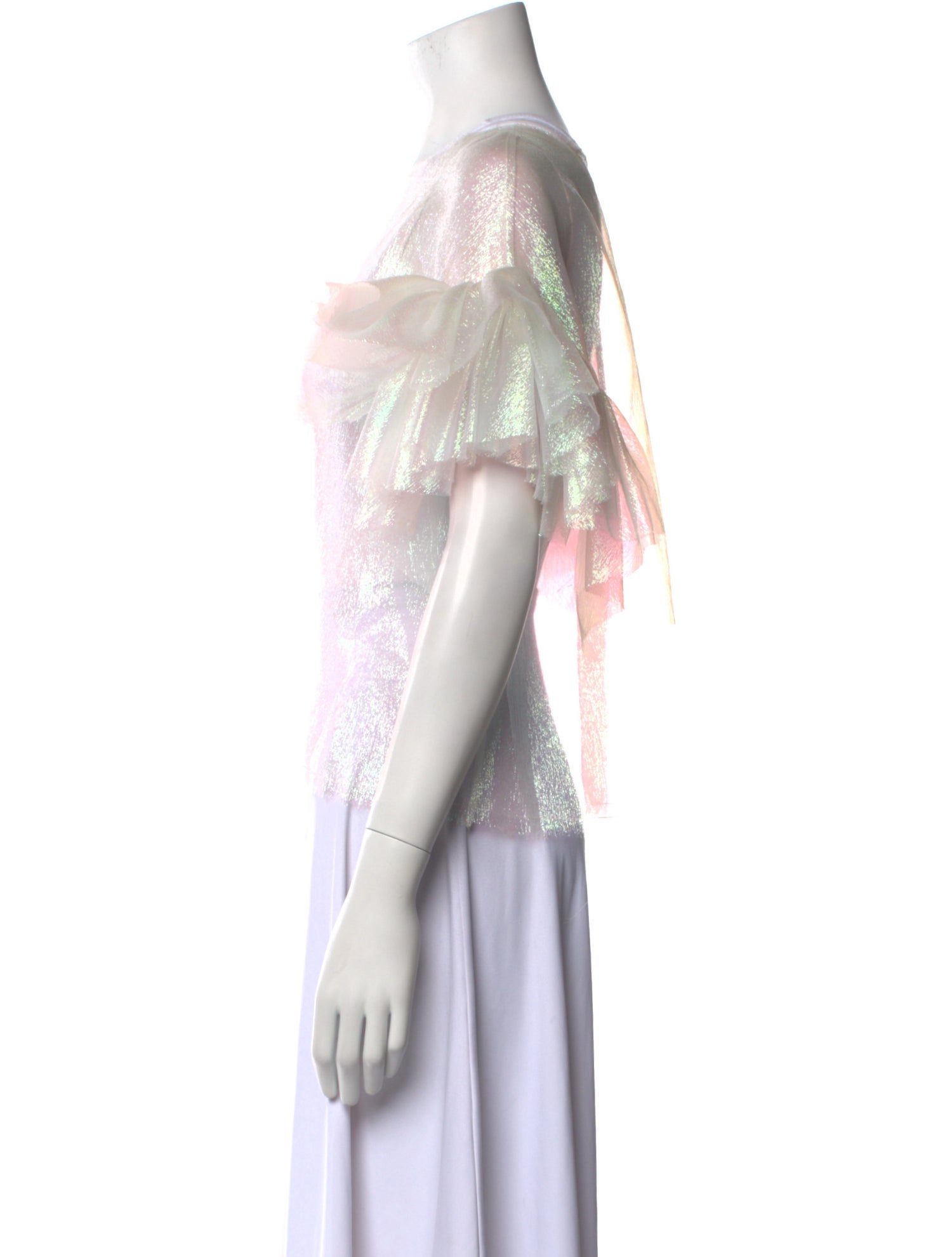 Louiza Babouryan Nylon Bateau Neckline Crop Top