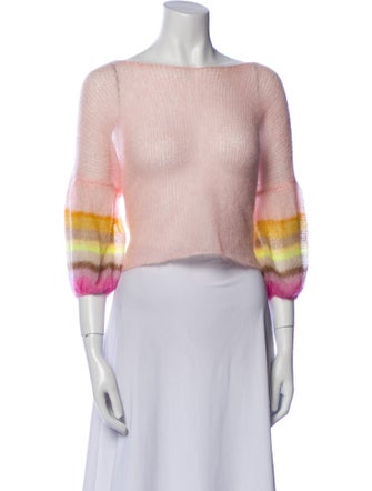 Louiza Babouryan Striped Bateau Neckline Sweater