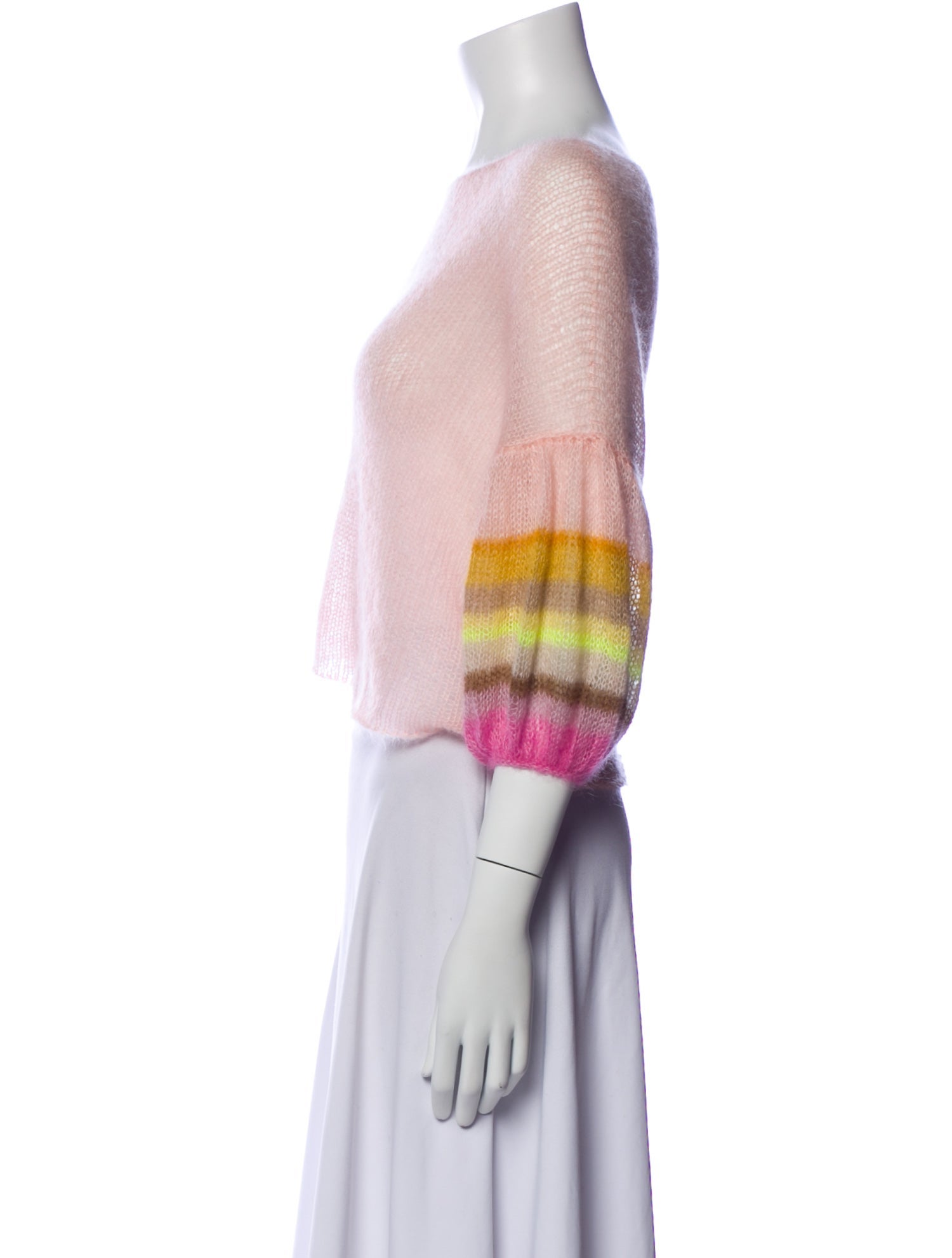 Louiza Babouryan Striped Bateau Neckline Sweater