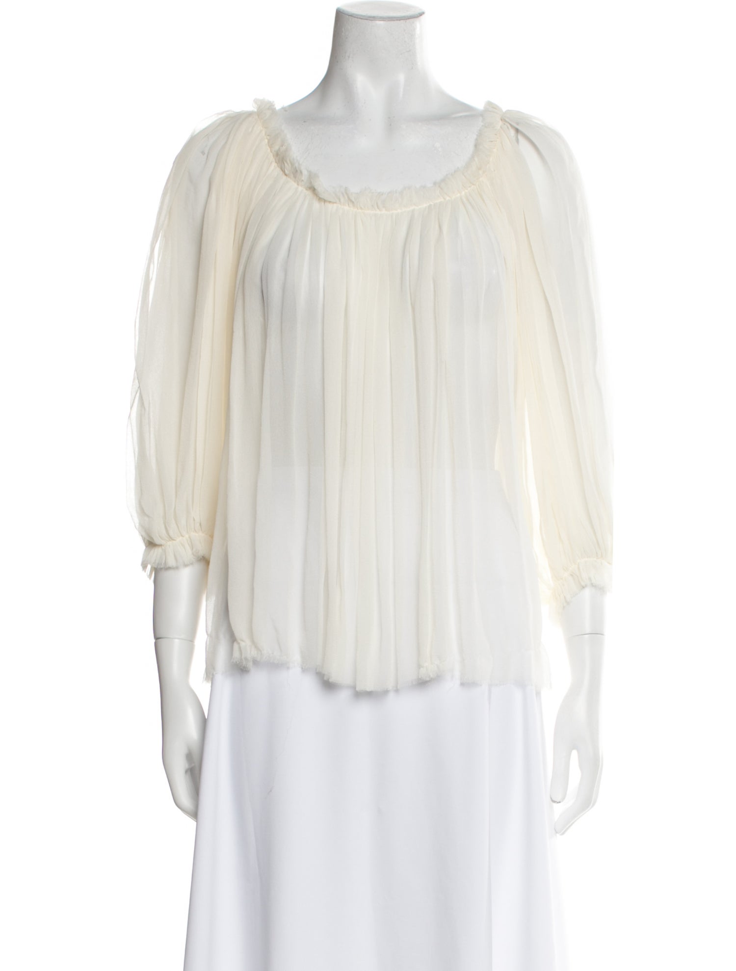 Louiza Babouryan Silk Scoop Neck Blouse