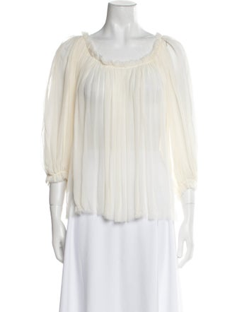 Louiza Babouryan Silk Scoop Neck Blouse