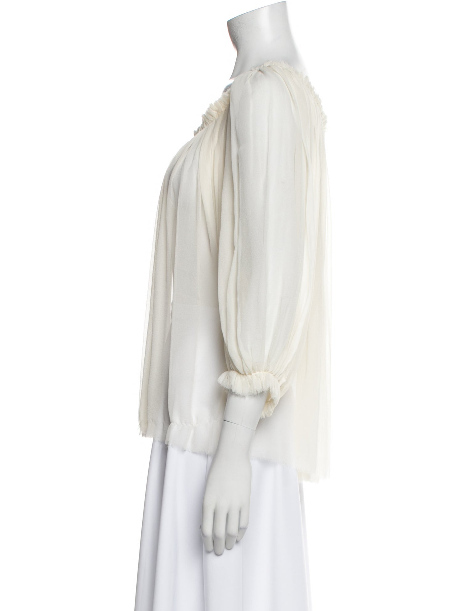 Louiza Babouryan Silk Scoop Neck Blouse