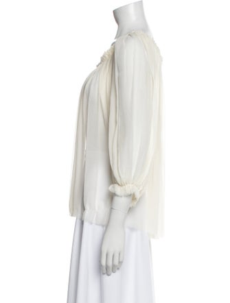 Louiza Babouryan Silk Scoop Neck Blouse