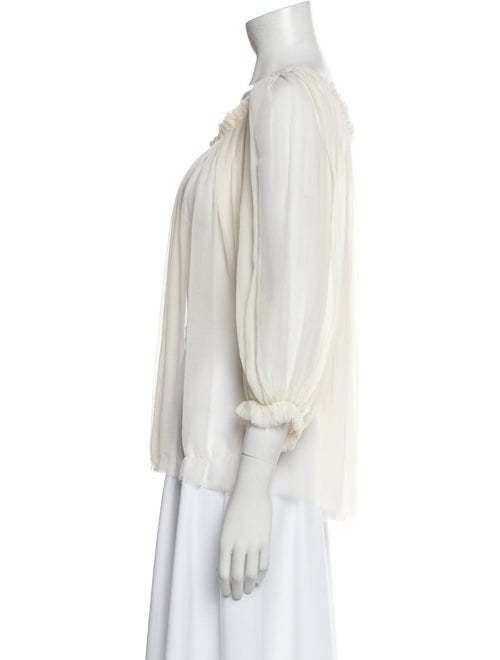 Louiza Babouryan Silk Scoop Neck Blouse