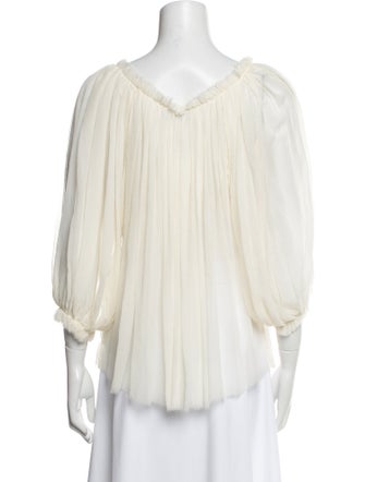 Louiza Babouryan Silk Scoop Neck Blouse