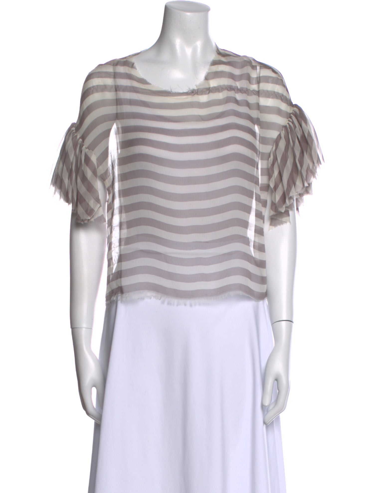 Louiza Babouryan Silk Striped Crop Top