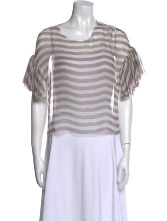 Louiza Babouryan Silk Striped Crop Top