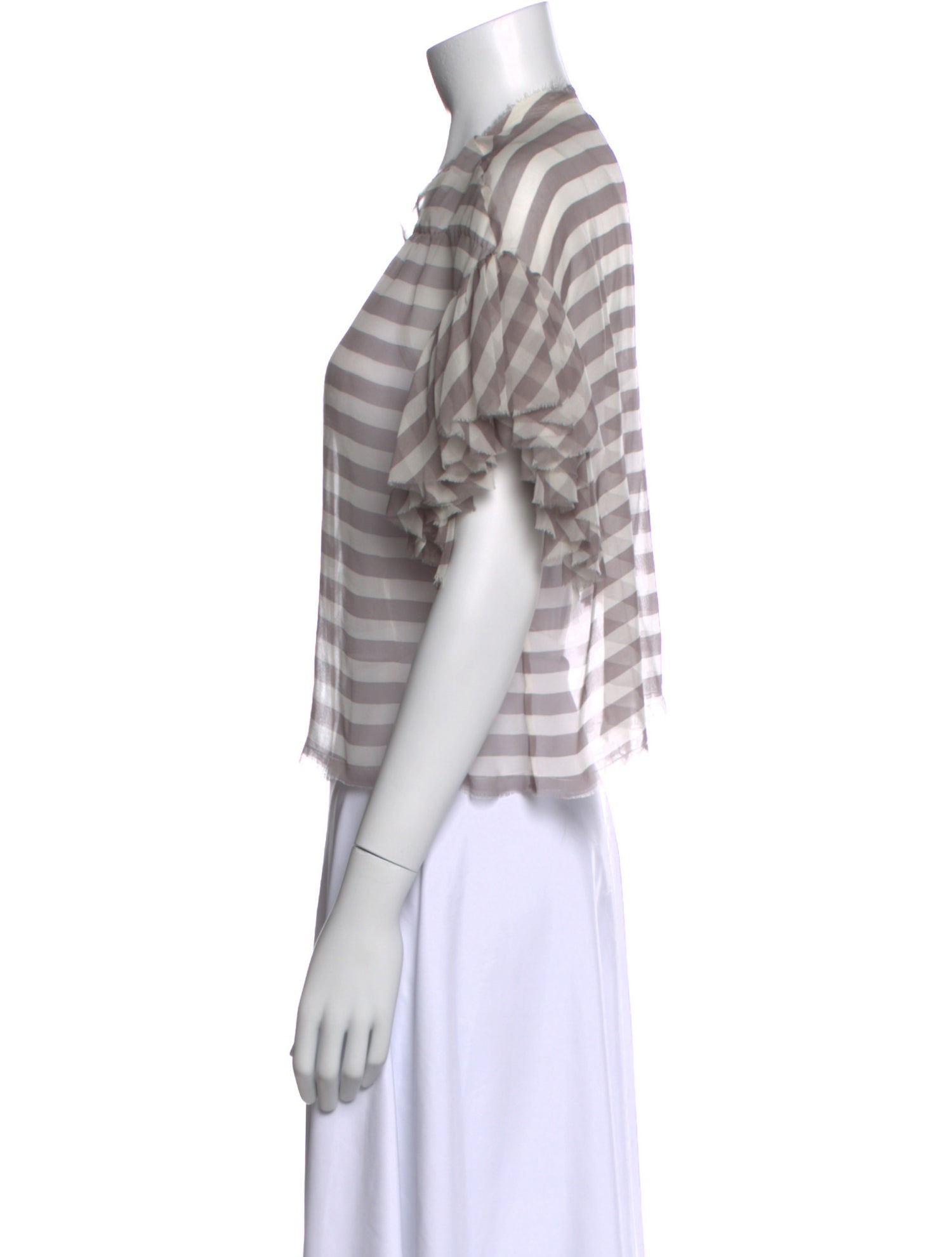 Louiza Babouryan Silk Striped Crop Top