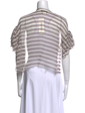 Louiza Babouryan Silk Striped Crop Top
