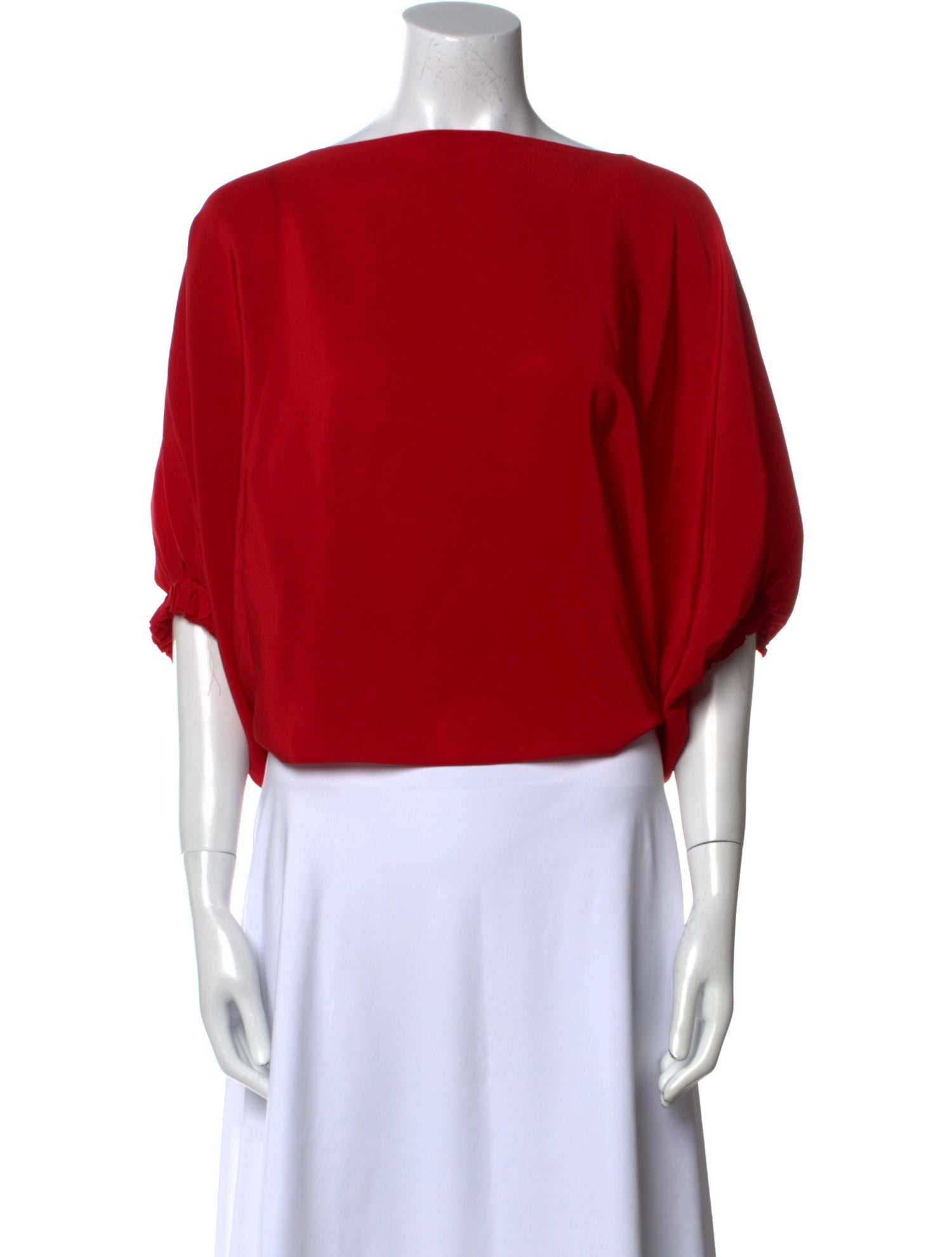 Louiza Babouryan Silk Bateau Neckline Crop Top