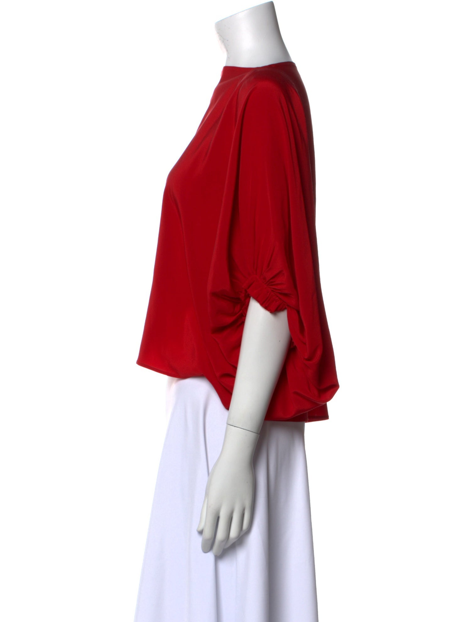 Louiza Babouryan Silk Bateau Neckline Crop Top