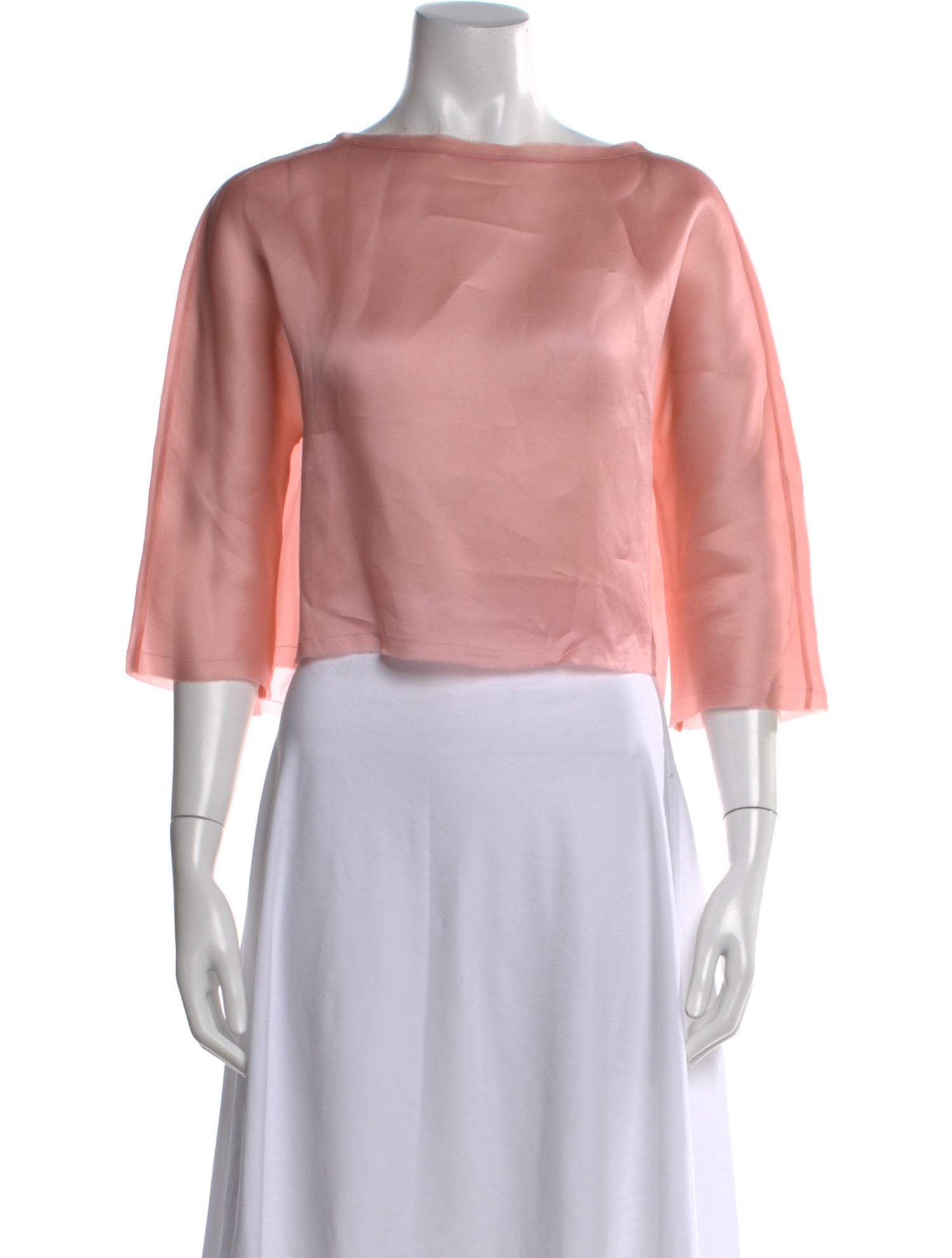 Louiza Babouryan Silk Bateau Neckline Top