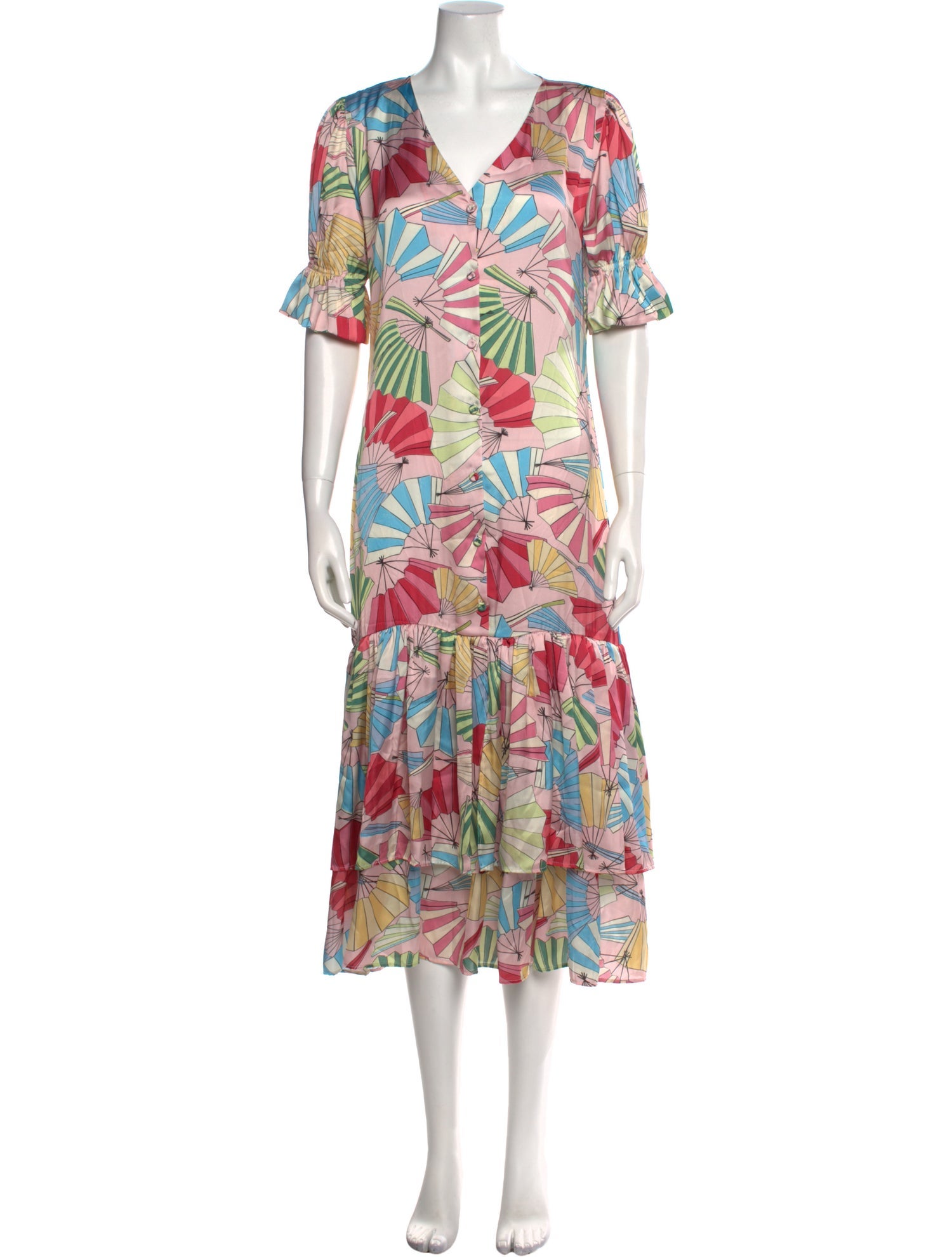 LoboRosa Floral Print Midi Length Dress