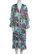 LoboRosa Printed Ruffle Embellishment Robe