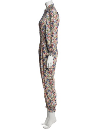 Loretta Caponi Floral Print Mock Neck Jumpsuit