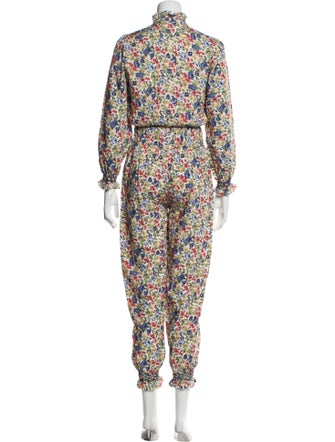 Loretta Caponi Floral Print Mock Neck Jumpsuit