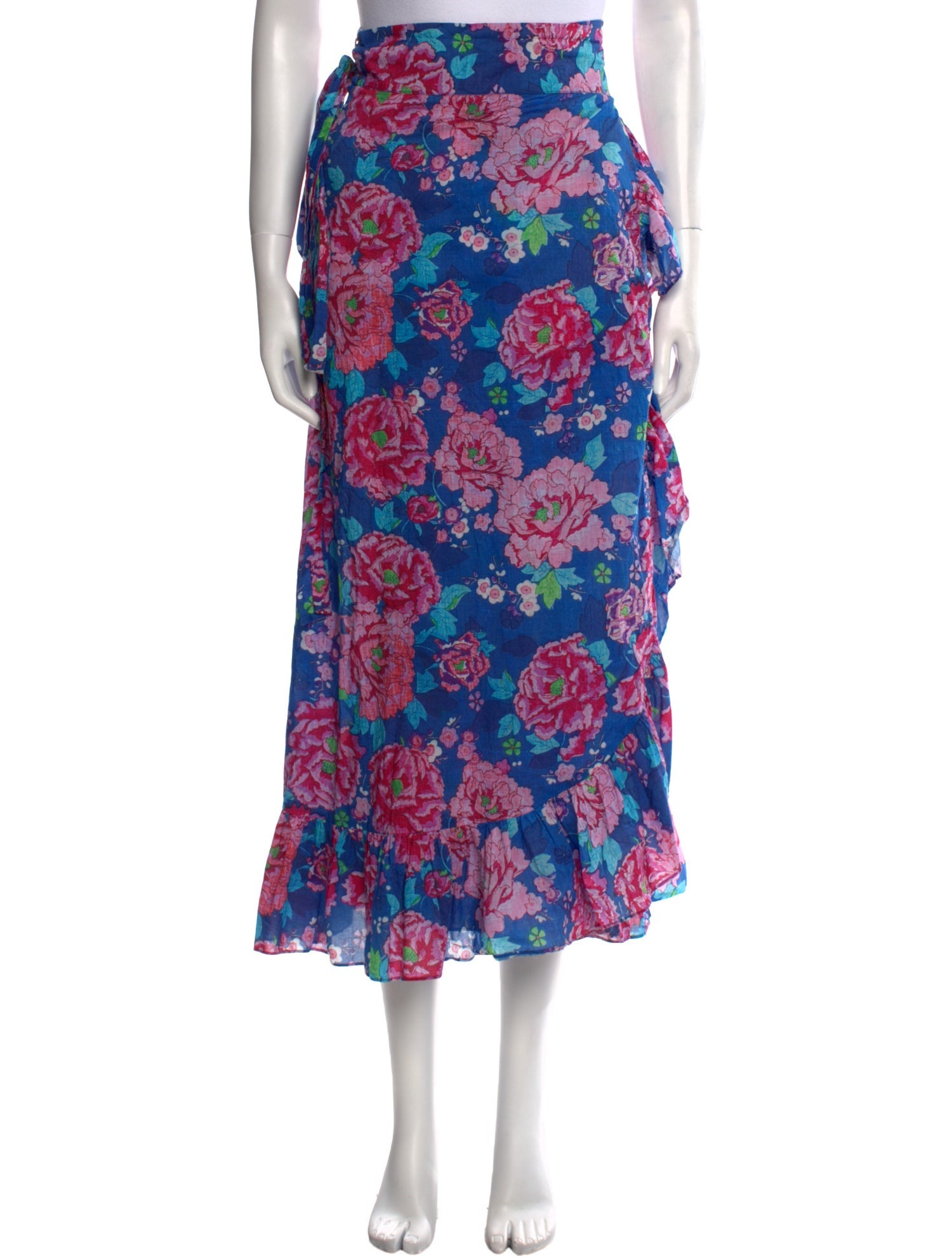 Loretta Caponi Floral Print Midi Length Skirt