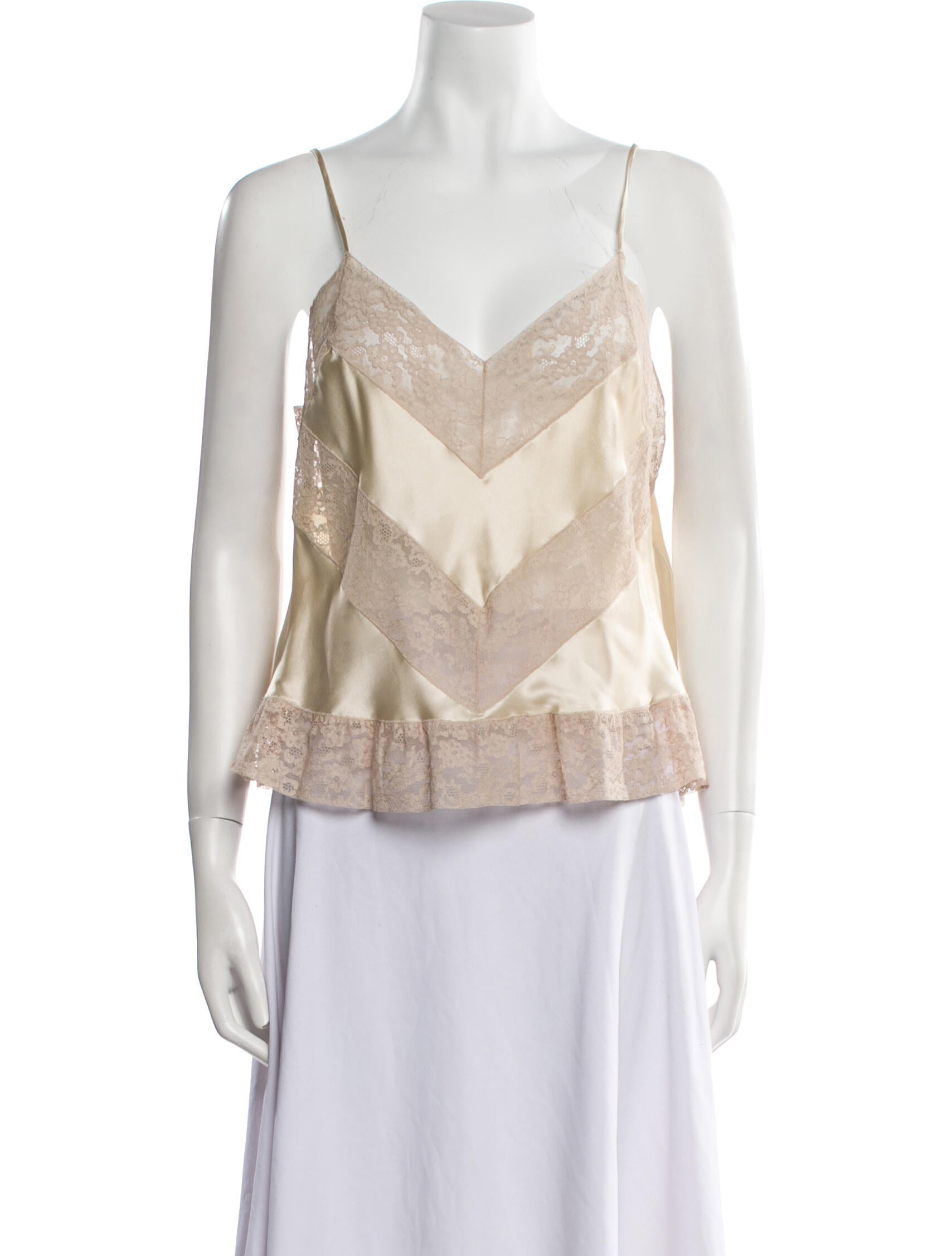 Loretta Caponi Silk Lace Pattern Top